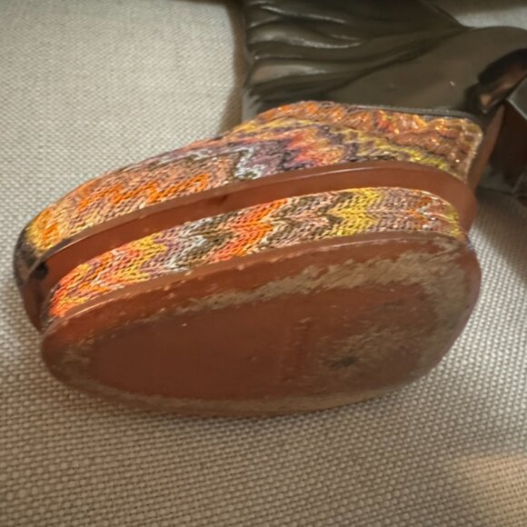 Metallic leather & pastel MISSONI print - platform boots made in Italy - size 39 - Picture 10 of 13